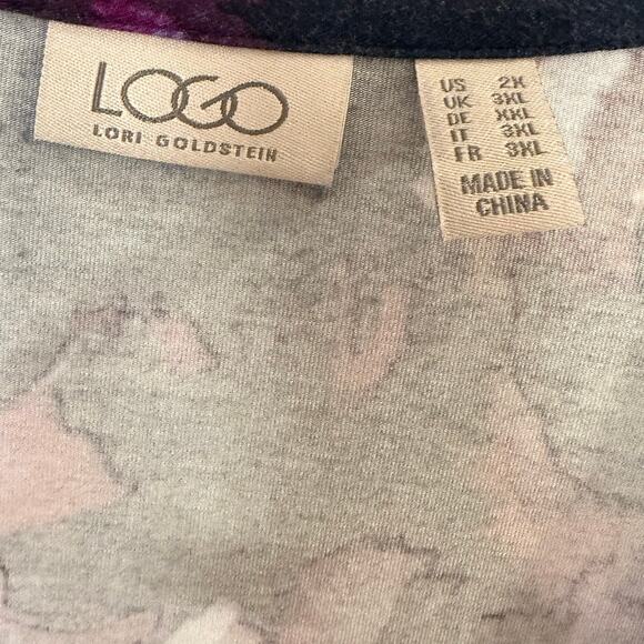 LOGO by Lori Goldstein 2X Navy Floral Button Cardigan Pockets Soft Stretch - Picture 3 of 4